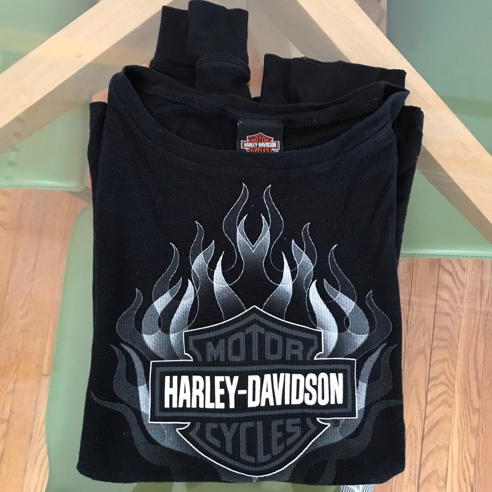 Harley Davidson Black Henley Long Sleeve